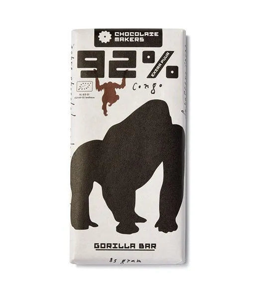 Chocolatemakers Gorilla szelet 92%-os étcsokoládé kongói kakaóból